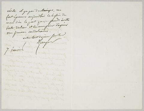 Lettre autographe signée Pierre-Antoine Berryer destinée à Eugène Delacroix, 7 janvier, image 2/2