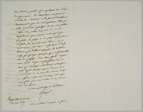 Lettre autographe signée Pierre-Antoine Berryer destinée à Eugène Delacroix, 10 juin 1857, image 1/2