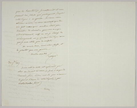 Lettre autographe signée Pierre-Antoine Berryer destinée à Eugène Delacroix, 30 septembre 1857, image 1/2