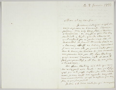 Lettre autographe signée Eugène Delacroix destinée à Pierre-Antoine Berryer, 8 février 1858, image 2/4