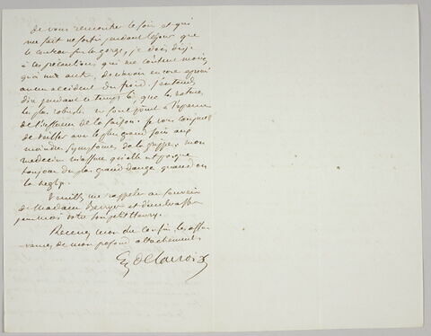 Lettre autographe signée Eugène Delacroix destinée à Pierre-Antoine Berryer, 8 février 1858, image 3/4