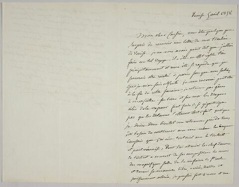 Lettre autographe signée Pierre-Antoine Berryer destinée à Eugène Delacroix, 5 avril 1858, image 2/2