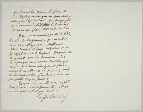 Lettre autographe signée Eugène Delacroix destinée à Pierre-Antoine Berryer, 20 mai 1858, image 1/4