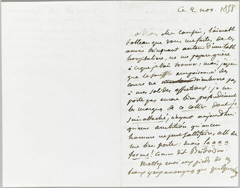 Lettre autographe signée Eugène Delacroix destinée à Pierre-Antoine Berryer, Ce 2 nov. 1858, image 3/4