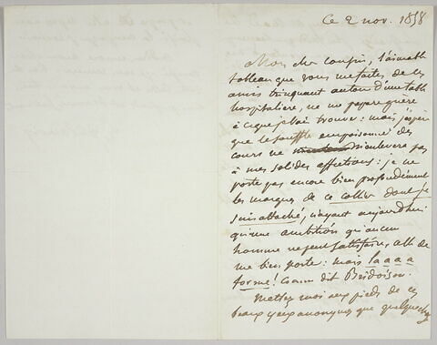 Lettre autographe signée Eugène Delacroix destinée à Pierre-Antoine Berryer, Ce 2 nov. 1858, image 2/4