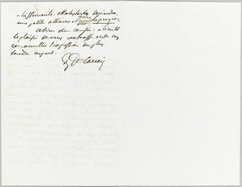 Lettre autographe signée Eugène Delacroix destinée à Pierre-Antoine Berryer, 30 septembre 1862, image 1/2