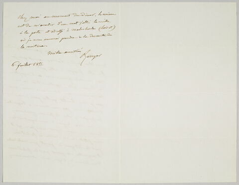 Lettre autographe signée Pierre-Antoine Berryer à Eugène Delacroix, 6 juillet 1855, image 1/2