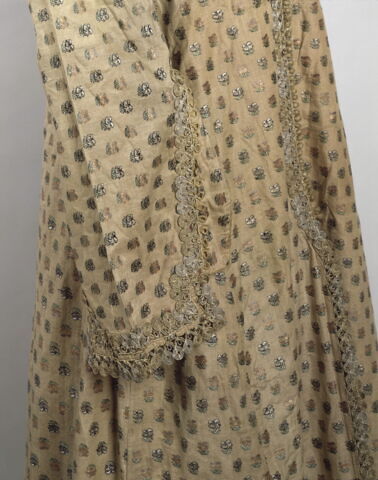 Robe de soie brochée rose à semis de palmettes, image 3/3