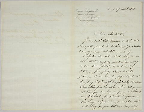 Lettre autographe signée Eugène Legrand destinée à Pierre-Antoine Berryer, 17 août 1863, image 2/2