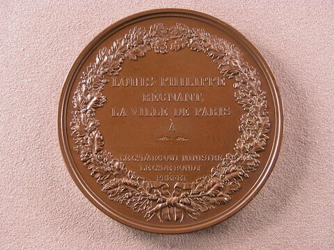 Médaille d’honneur des épidémies - Récompense pour générosité et dévouement offerte par le comte d'Argout et le comte de Bondy à l'occasion de l'épidémie de choléra, 1832, image 2/2