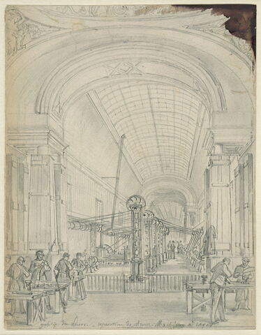 Galerie du Louvre. Réparation et […] des armes, machine à [rayer], image 1/1