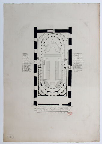 Plan de la salle des spectacles du palais des Tuileries, et des dispositions qui ont été faites, pour le Banquet Impérial, le jour du Mariage de l'Empereur, image 2/2