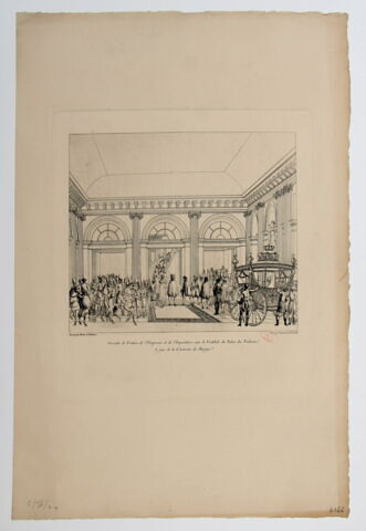 Descente de Voiture, de l'Empereur et de l'Impératrice, sous le Vestibule du Palais des Tuileries, le jour de la Cérémonie du Mariage, image 2/2