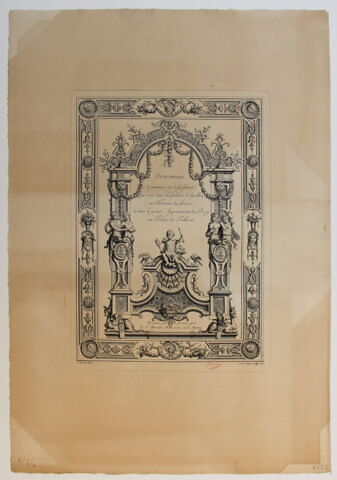 [Frontispice de Ornemens de peinture et de sculpture qui sont dans la Galerie d'Apollon au Chasteau du Louvre, et dans le grand Appartement du Roy, au Palais des Tuilleries. Dessinéz et gravez par les Srs. Serain], image 2/2