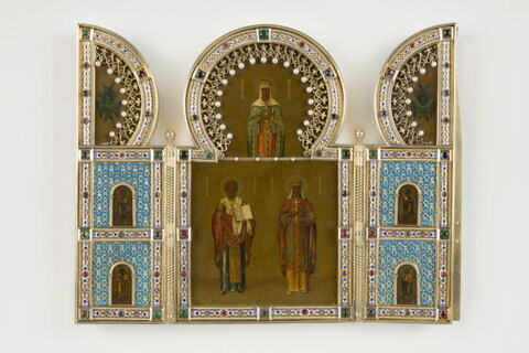 Triptyque offert par l'aristocratie saint-pétersbourgeoise à Nicolas II et Alexandra pour la naissance de la Grande-Duchesse Olga Nikolaïevna Romanova, image 1/13