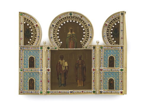 Triptyque offert par l'aristocratie saint-pétersbourgeoise à Nicolas II et Alexandra pour la naissance de la Grande-Duchesse Olga Nikolaïevna Romanova