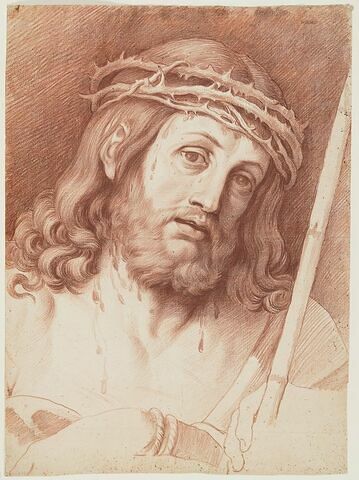 Tête de Christ, couronnée d'épines inclinée à droite