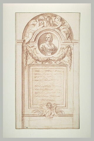 Un tombeau orné d'un buste d'homme au-dessus d'une stèle avec inscription, image 2/2