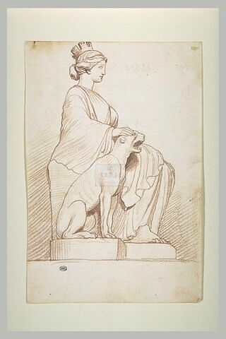 Cybèle assise, une main posée sur la tête d'une lionne, image 2/2