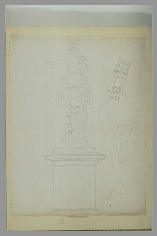 Statue équestre de Louis XIII, vue de face, avec indications de mesures, image 2/2