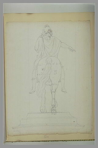 Statue équestre de Louis XIV, vue de dos, avec indications de mesures, image 2/2