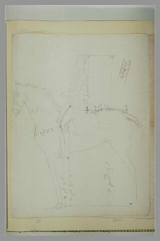 Cavalier et cheval, vus de profil vers la gauche, avec indications de mesures, image 2/3