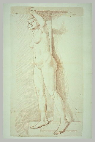 Femme nue, debout, tournée à gauche penchée en avant, image 2/2