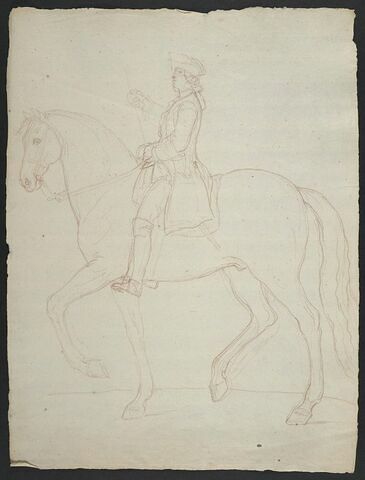 Cavalier et cheval, vus de profil vers la gauche, image 1/2
