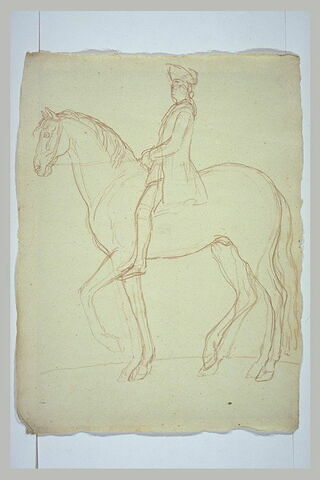Cavalier et cheval, vus de profil vers la gauche, image 2/2