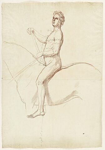 Cavalier nu, vu de profil vers la gauche, avec indications de mesures, image 1/2