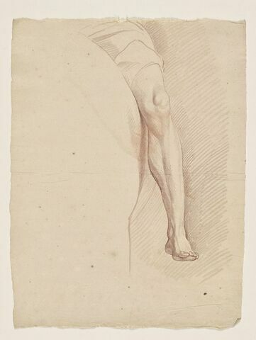Jambe gauche d'un cavalier, tourné de trois quarts vers la gauche, image 1/2