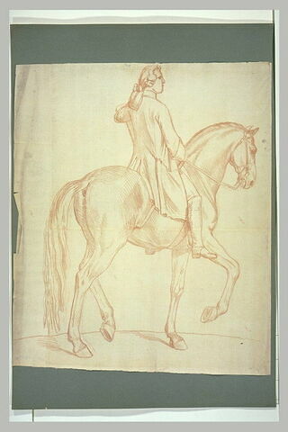 Cavalier et cheval, vus de profil vers la droite, image 2/2