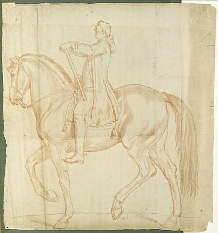 Cavalier et cheval, vus de profil vers la gauche, image 1/2