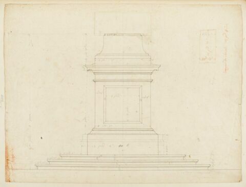 Elévation du piédestal de la statue équestre de Louis XV, image 1/2