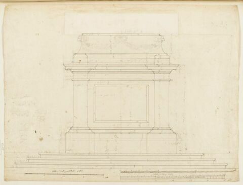 Elévation du piédestal de la statue équestre de Louis XV, image 1/1