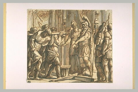 Des prisonniers apportant un tribut à un guerrier et à un prêtre, image 2/2