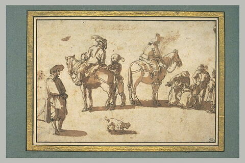Groupes de figures, dont deux cavaliers et un chien, image 2/2
