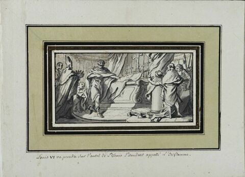 Louis VI allant prendre sur l'autel de saint Denis l'étendard oriflamme, image 1/2