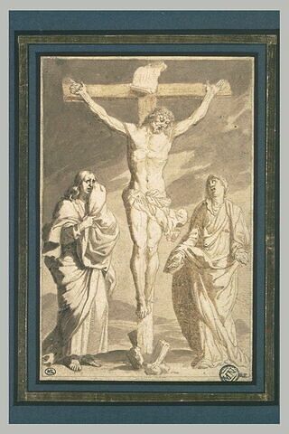 Jésus-Christ sur la Croix pleuré par la Vierge et saint Jean