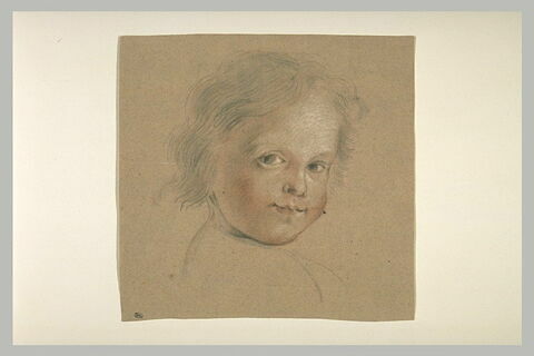 Une tête d'enfant, vue à peu près de face, image 1/1