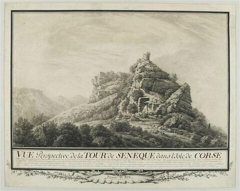 Vue des ruines de la tour de Sénèque, en Corse