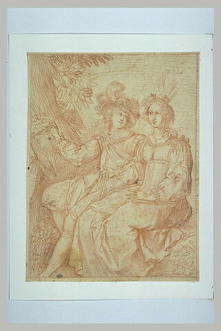 Couple enlacé sous un arbre, ou Angélique et Médor (?), image 2/2