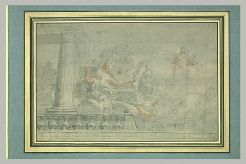 Etude pour l'ornement d'un plafond, avec deux figures allégoriques, image 2/2