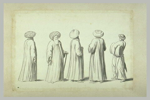 Cinq figures portant des costumes turcs, image 1/1