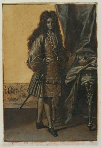 Un personnage de la cour debout, la main sur un diadème, dom Pedro II, image 1/2