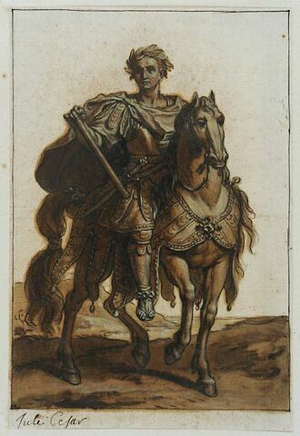Jules César à cheval, vu de face