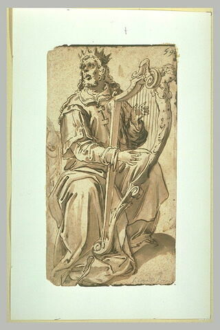 Le roi David jouant de la harpe