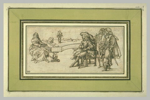 Une femme jouant du piano devant un seigneur et deux personnages, image 1/1