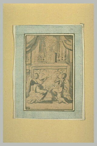 Deux anges en adoration devant un autel, image 1/1