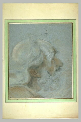Une tête d'homme barbu, vue de profil vers la droite : un saint (?), image 1/1